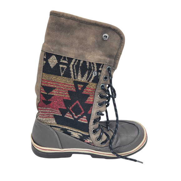 Aztec Print Snow Boots Warm Faux Fur Women Size 6/7 Boho Cozy Winter W22750 - Picture 14 of 16